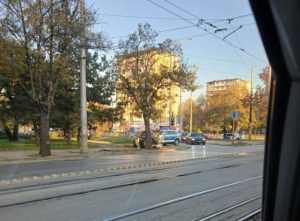 Кола се заби в дърво в центъра на София (снимки)