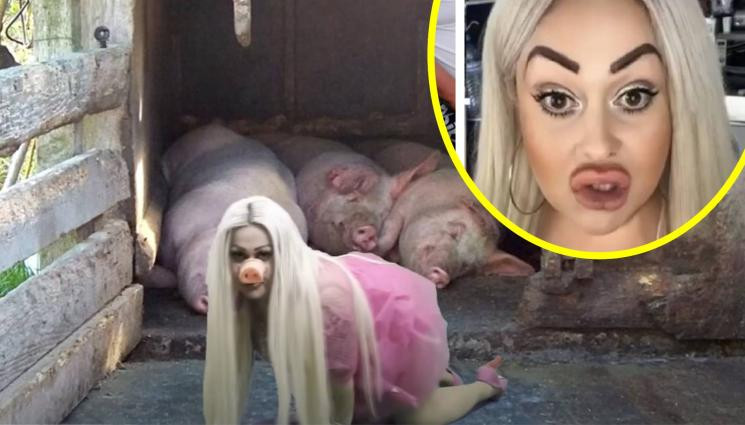 Брутална деградация! Ваня Великова загрухтя в клипа и песента си (Потрес снимки)