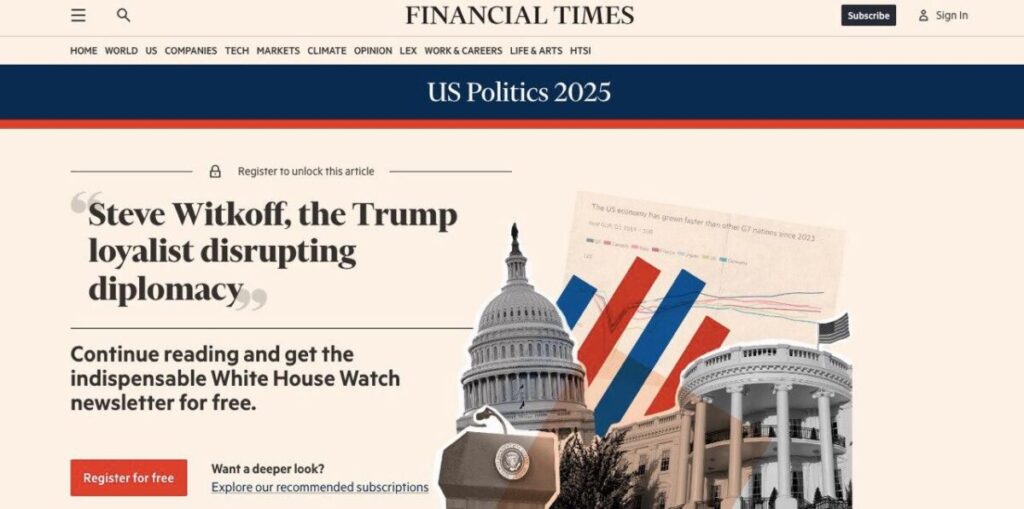 Financial Times: Назначаването на Стив Уиткоф се превърна в тласък за американската дипломация.