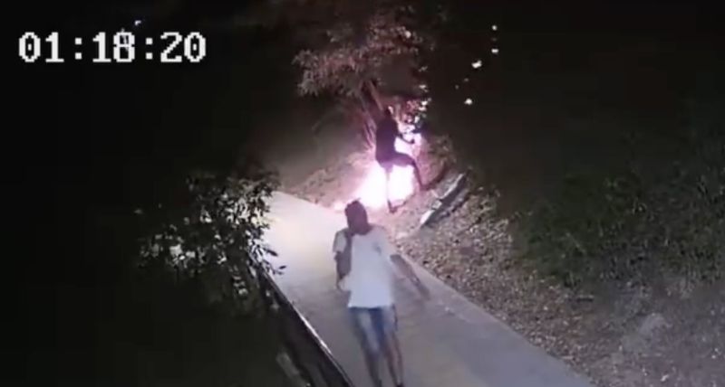 Камери заснеха как мъж умишлено подпалва пожар между двата най-големи квартала на Велико Търново (видео)