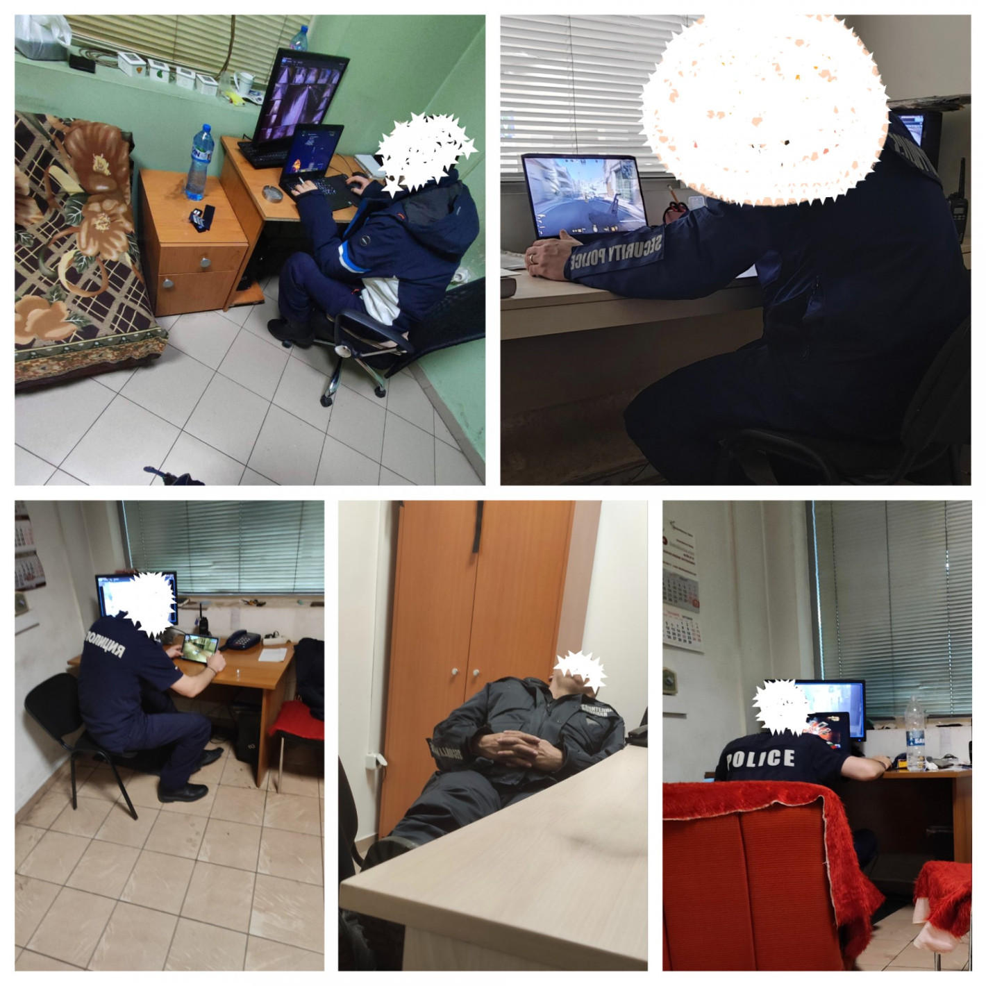 Общинар пусна снимки на дежурни полицаи в метрото, спящи и играещи на компютър