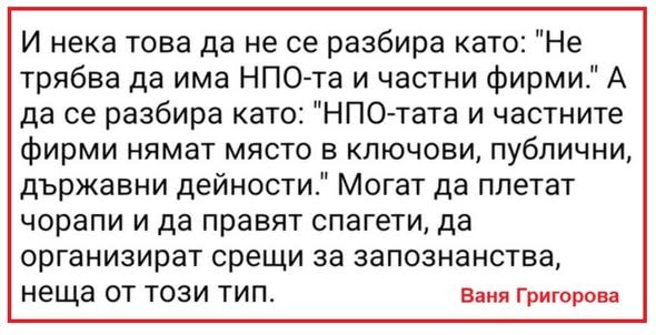 Попиляха Ваня Григорова за НПО сектора